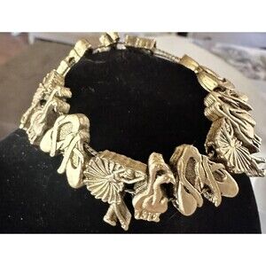 Vintage Gold Tone Slide Bracelet Swan Lake Ballet Ballerina Pointe Shoes